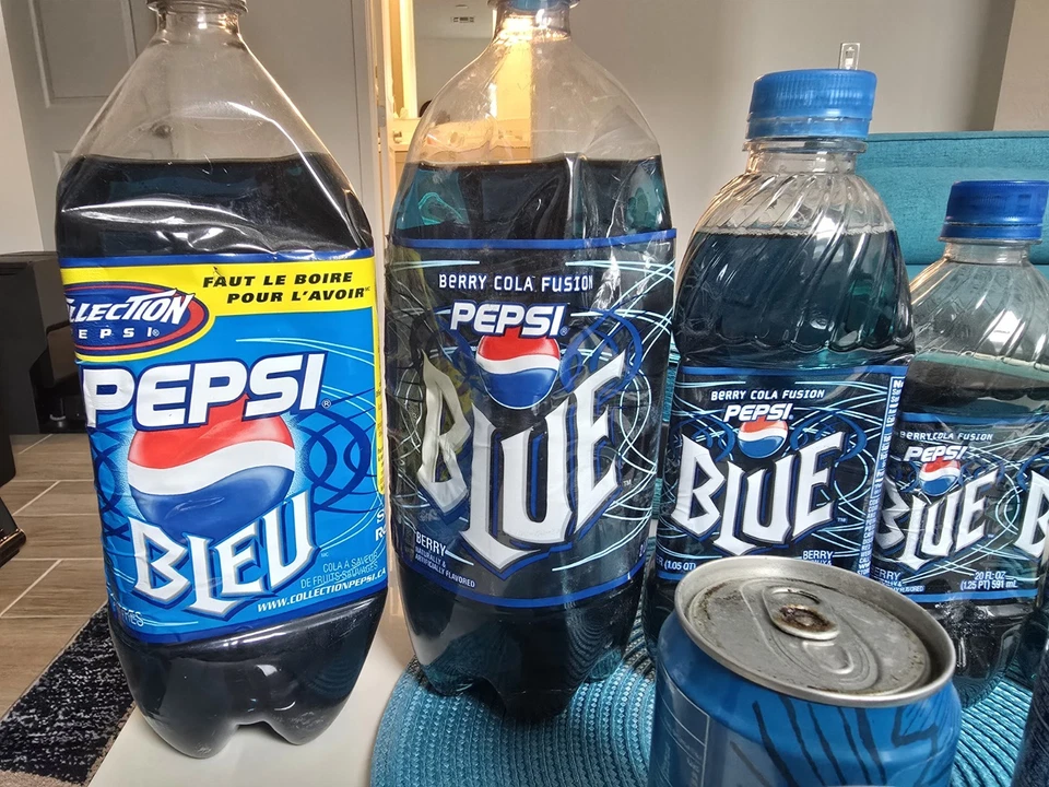 Pepsi Blue Collection Lot - USA Sealed Bottles & Cans - Rare + Canada Bleu - Image 2 of 4