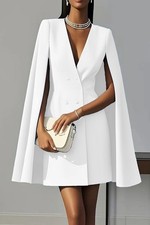 Women's UK Solid Blazer Elegant Double-Breasted Shawl Cape Fashion Suit