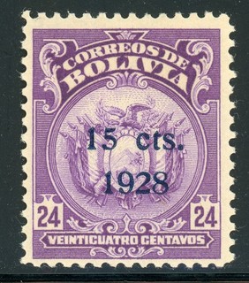 BOLIVIA MH Selections: Scott #184b 24c Violet BLUE SCHG 1928 CV$75