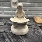 Van Briggle Pottery Moonglo Lady Maiden Nude Girl 8" with Shell Vintage White