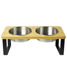 Erhöhter Doppelnapf Katzennapf Hund Napf Set Edelstahl Futterstation Fressnapf