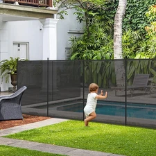 Elevens Pool Fence 4' x 12' Swimming Pool Outdoor Pool Safety Fencing Black NEW