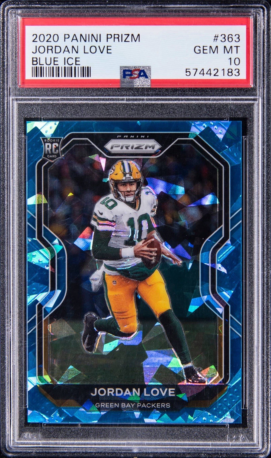 2020 Panini Prizm Blue Ice #363 Jordan Love Rookie Card (#23/99) - PSA GEM MT 10