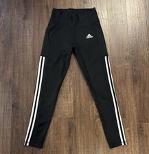 Adidas Women  s AEROREADY High-Rise 3-Stripe 7/8 Leggings Black/White Size Small