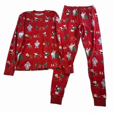 Pottery Barn Adult S Rudolph Adult Organic Pajama Set 2 Piece Christmas Holiday