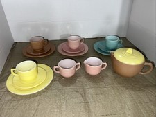 Vintage Hazel Atlas Child's Little Hostess Party Tea Set 1950s RARE colorful