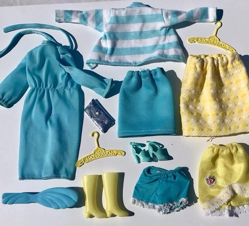 Vtg 60s 70s Barbie Skipper Francie Doll Skirt Mod Dress Shoes Clothes 13pc Lot