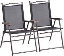 Giantex Set of 2 Patio Folding Chairs, Outdoor Patio Dining Chairs W/Armrest, Sl