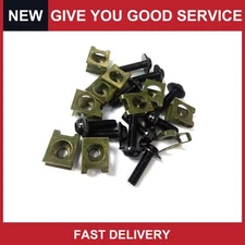 Universal Metal U-Type M6 Motorcycle Fairing Clips W Black Bolt Screw Pack of 10