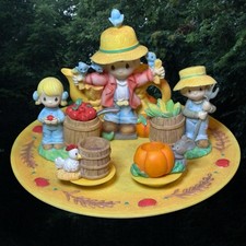 Precious Moments Vintage Mini Tea Set Country Fall Pumpkin Harvest 1999