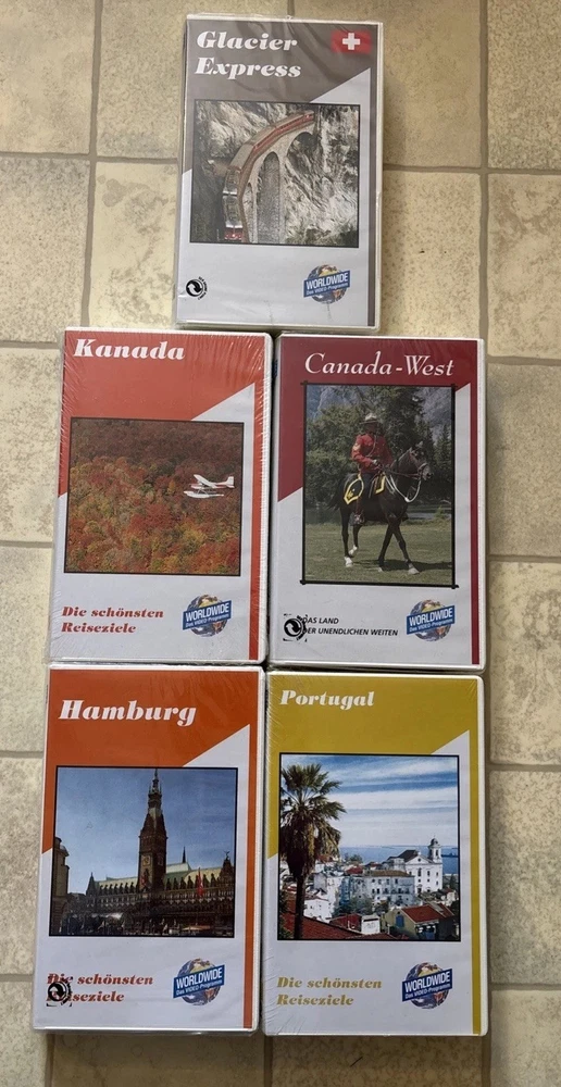 5 VHS OVP  Reisevideos Kanada Canada-West Hamburg Portugal Glacier Express