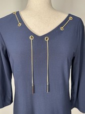 Nine West Black Sheath Dress With Decorative Gold Chain (Sz Small)