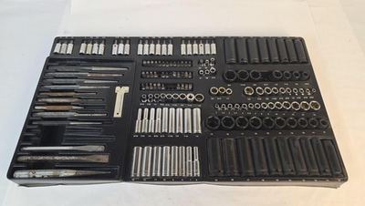 #ad MasterCraft PRO Mechanics Socket Tool Set Black Tray SAE Metric Mixed Pieces $79.99