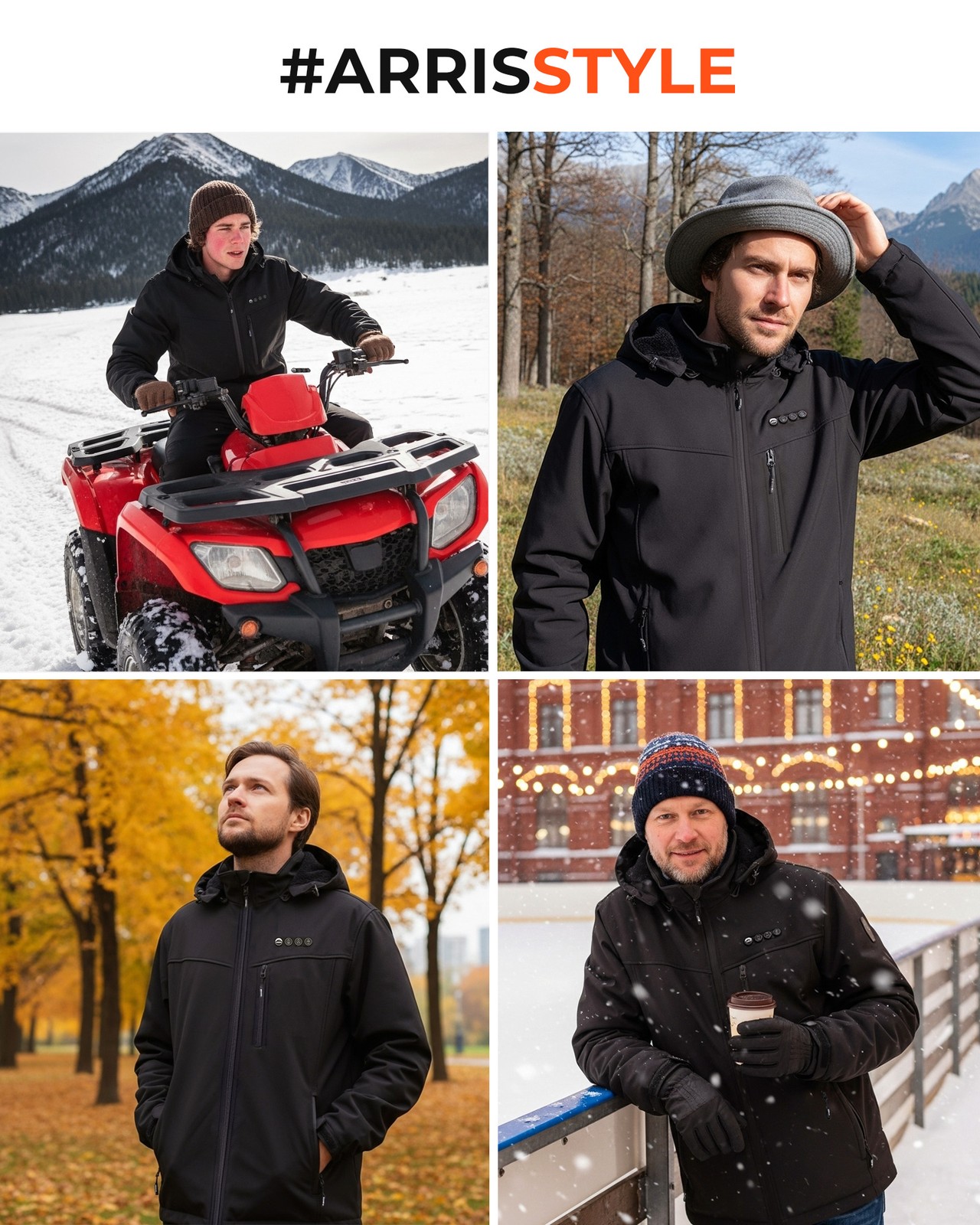 ARRIS Men`s Heated Jacket with 7.4V 7500MAH Battery Pack Windproof&Waterproof