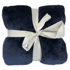 allgala 60x45 Super Soft Flannel Plush Light Weight Throw Blanket-Navy-BLK82308
