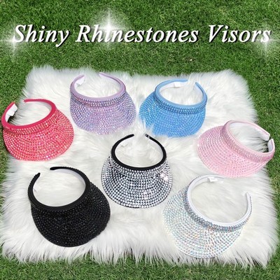 Sun Visors Hats Women Shiny Rhinestones Men Clip On Visor  display picture 3