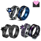 2pcs His&Hers Couple Rings Heart CZ Matching Promise Wedding Engagement Band Set