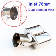 Chrome 3 Inch 76mm Dual Exhaust Pipe Tailpipe Rear Muffler Tip Cover Accessories