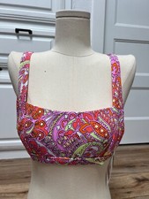 Jessica Simpson Swim Top Bandeau Women's Mandarin Multi  MSRP 56