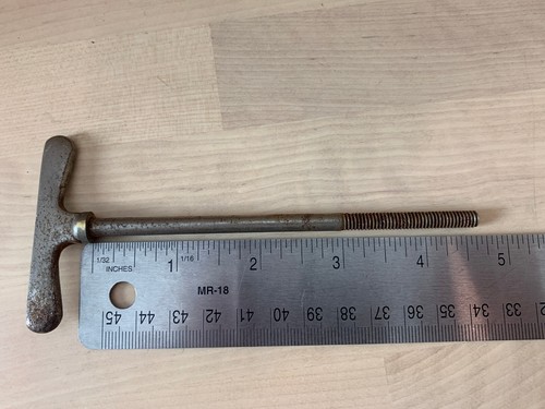 LEEDY 4.5-inch Bass Kick Drum TENSION T-ROD Part 20s 30s Vtg Handle Nickel 12-24 - Picture 5 of 5