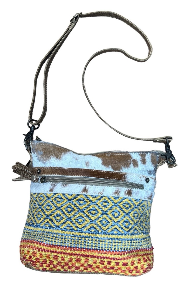 Myra Backpack Hair Hide Canvas weave tooled Leather Aztec Perfect Western Amazon.com: Myra Bag Western Leather Shoulder Bag for Women  main image 3