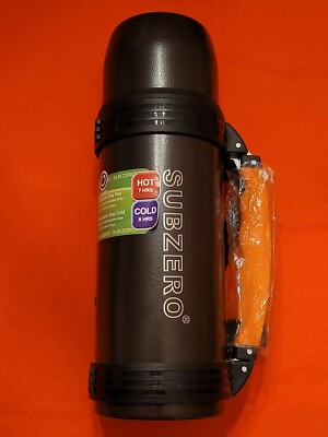 Subzero Vacuum Thermos  Double Wall 34oz. Brown New keeps cold 8hrs hot 7 hrs
