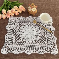 4Pcs/Lot Vintage Hand Crochet Lace Doilies Flower Doily Table Runner Mats 12x16"