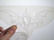 vtg 1960s 1970s Tattoo acetate stencil Winged Reaper signed SK5