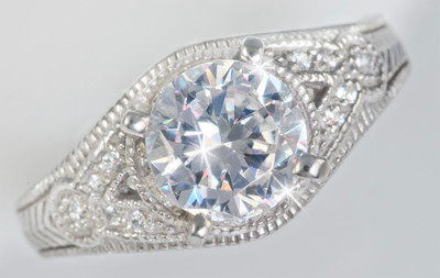 2 ct Artisan Carved Ring Top Russian Quality CZ Imitation Moissanite Simulant 9
