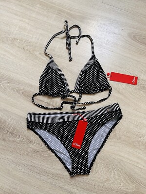 s.Oliver Red Label Triangel Bikini  Avni  Schwarz/Weiß gepunktet Gr. 38 A/B