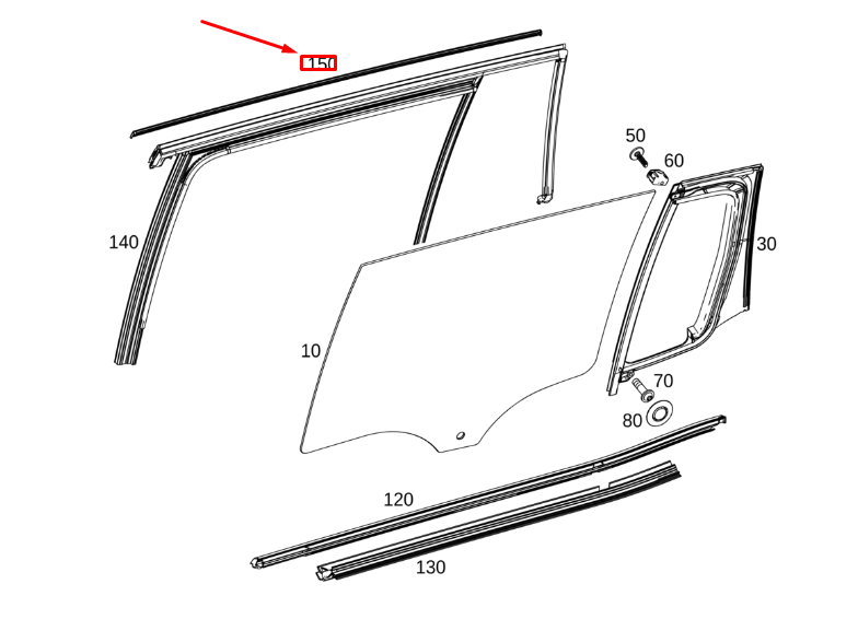 MERCEDES-BENZ GLB X247 Rear Left Door Top Trim Bar A2477355301