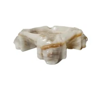 VTG Onyx Alabaster Stone Ashtray Trinket Bowl Hand Carved Faces 3" MCM RETRO 