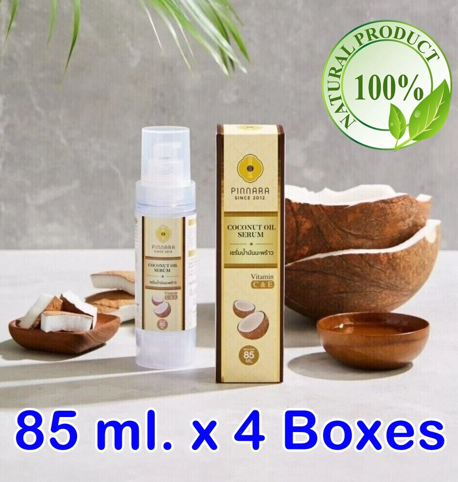 Pinnara Coconut Oil Serum Virgin Cold Press Skin Body Hair 85ml X4 Bottles