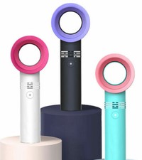 360 Degrees Portable Bladeless Hand Held Cooler Mini USB Cable No Leaf Handy Fan