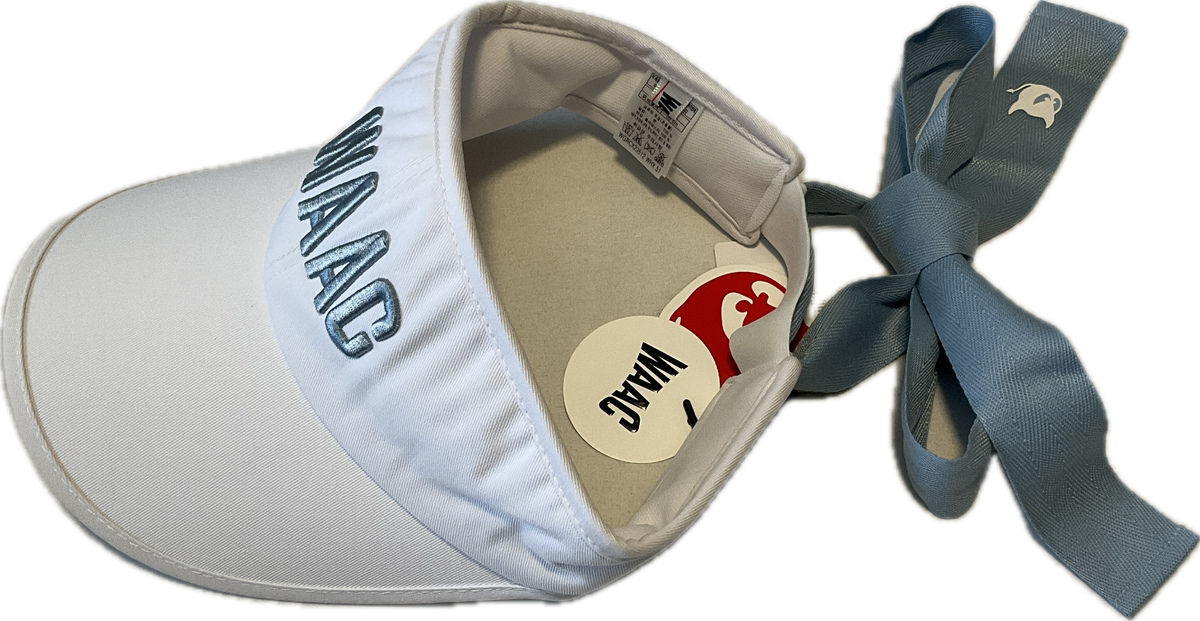 Waac Sun Visor Hat Womens Size 56 Cm White Blue Ribbon Golf | eBay