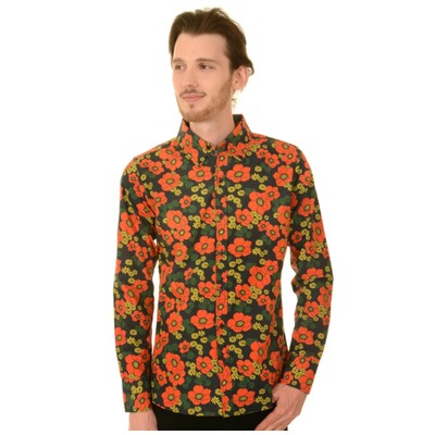 60s Style Floral Poppy Print Shirt by 