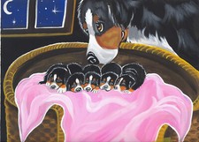 Bernese Mountain dog print 8 x 10 , " Bundles of Joy " Signed by artist