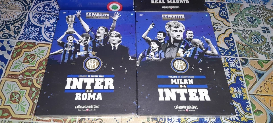 BOX+8 dvd nuovi+cover LEGGENDA INTER 2010 TRIPLETE+3 DVD MILAN/ROMA/REAL MADRID - Immagine 4 di 4