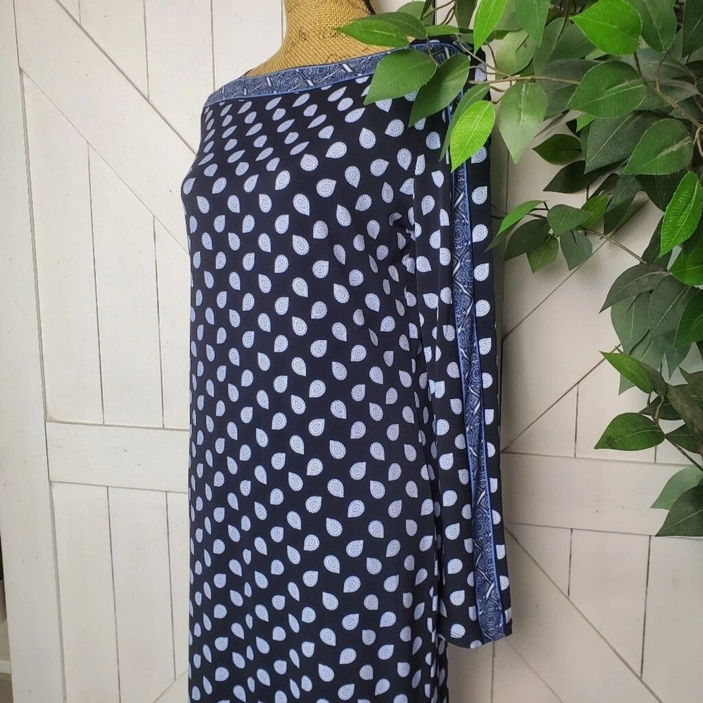 MICHAEL KORS Vestito Blu Mandala Paisley Scollo a Barca Abito Cambio Donna Medium*