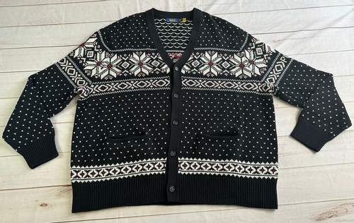 Nuevo sin etiquetas Polo Ralph Lauren Para Hombres Grande y Alto Suéter Copo de Nieve 2XLT Cárdigan Botón Completo