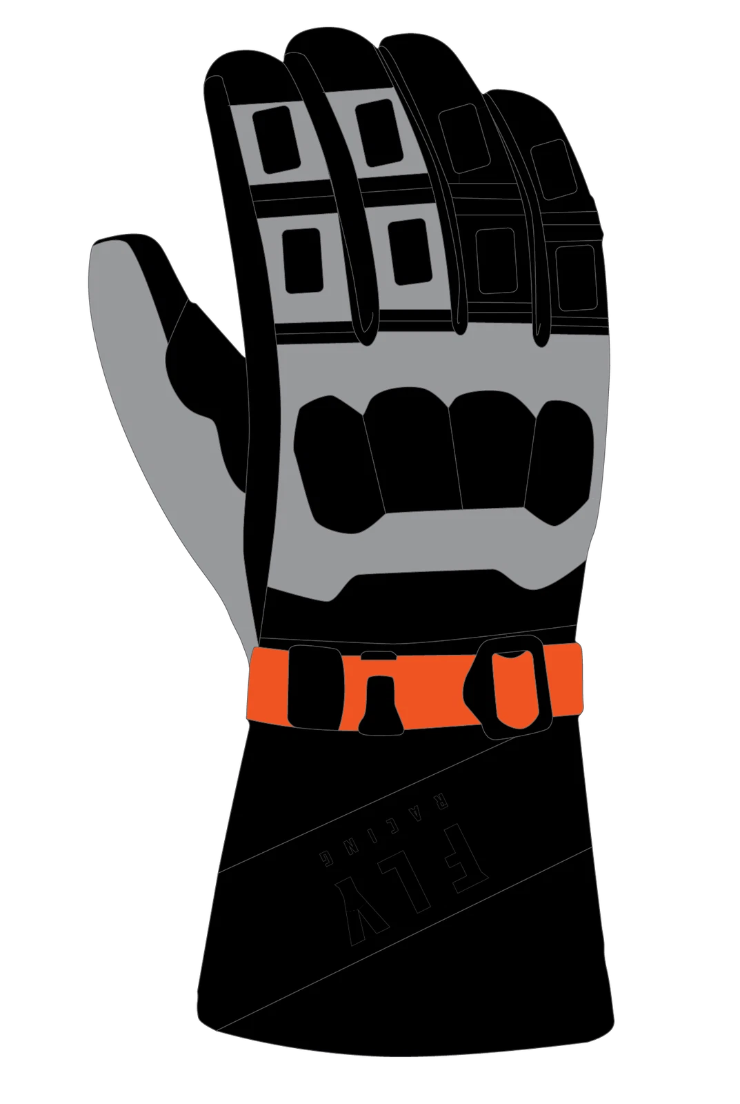 Fly Racing Mens Snow Glacier Gloves Black/Grey/Orange Lg