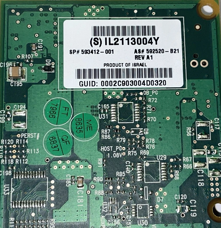 HP 593412-001 4X QDR CX-2 INFINIBAND Dual Port PCIe 592520-B21 Netzwerk Karte FP - Bild 3 von 3