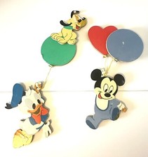 Vintage 1984 Walt Disney Babies Nursery Wall Decor Mickey Pluto Donald Balloons