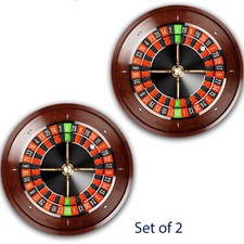 Set of 2 Roulette Wheel 1 Animated DJ 7" inch Slipmat Portablism Slip Mat x2