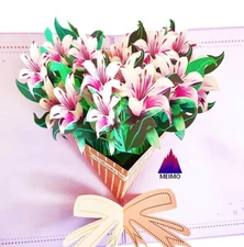 3D Pop Up Card Lily Flower Floral Birthday Mom Mother Sympathy Spring Summer