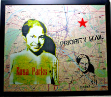 Rosa Parks on Map of Paris,Graffiti Style Art Print /19th Arrondissement/Framed