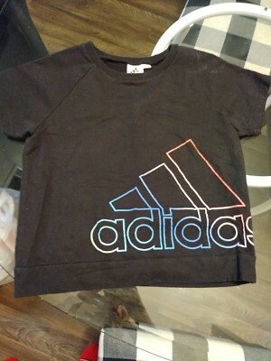 Girl's Adidas Black With Multicolor Logo T-shirt Size XL 16