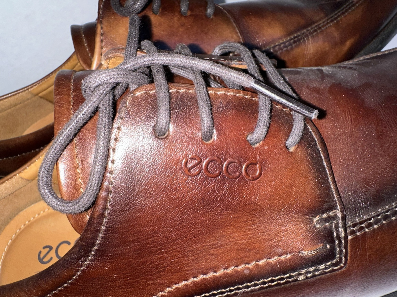 SAOLA Scarpe eleganti derby Ecco uomo Cairo pelle marrone punta grembiule taglia EU 43 US 9 9 5