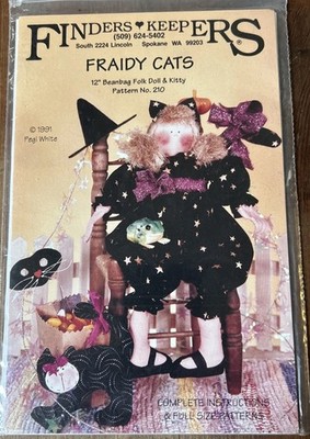 FRAIDY CATS 12'' Doll and Kitty Pattern by Finders Keepers