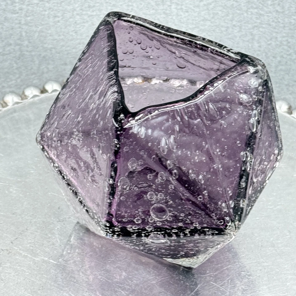 Suporte de vela facetado Anthropologie e vaso de vidro semeado bolha de ametista roxa - Imagem 4 de 4